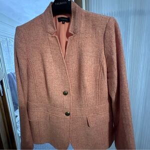 Talbots herringbone wool blazer, peach, Sz 14